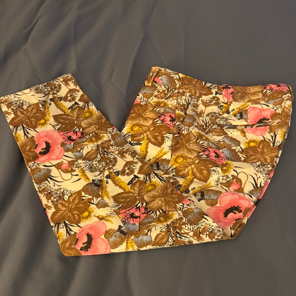 J. Crew Floral Ankle Pants - Pink, Yellow, Brown
